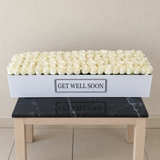 100 white Roses in A long box - white box