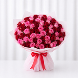 100 Pink and Red Roses Bouquet