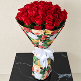 50 Red Roses Bouquet - Roses Delivery - colorful wrapping