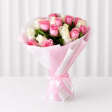 20 Pink & White Roses Bouquet