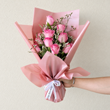 12 pink Roses Bouquet