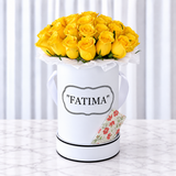 White Round Box & Yellow Roses