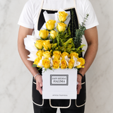 White Box - Yellow Roses arrangement