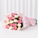 20 Pink & White Roses Bouquet