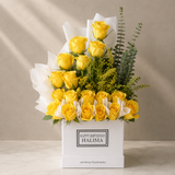 White Box - Yellow Roses arrangement
