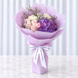 Purple hydrangeas and roses bouquet Ko