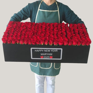 200 Red Roses in A long box - New Year flowers