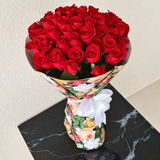 50 Red Roses Bouquet - Roses Delivery - colorful wrapping