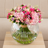 Hydrangea & Rose in a Large Bowl Vase