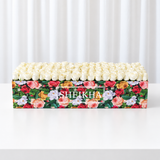 100 white Roses in A long Colorful box