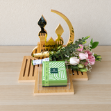 Ramadan flowers wooden tray with chocolate