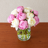 White and Pink peonies arrangement - Peony Vase
