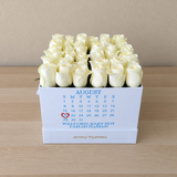Deluxe Square white box - white roses ( Calendar )