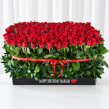200 Red Roses in A Big long black box