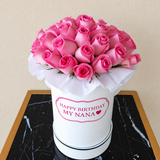 White Round Box & Pink Roses