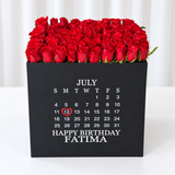 100 Red Roses in a large square box - Calendar
