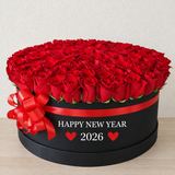 New Year — 100 Red Roses Round Box