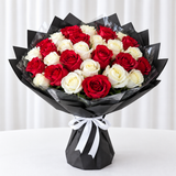 40 roses Bouquet - Red And White