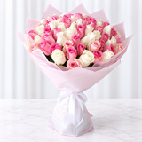70 Pink and white Roses bouquet