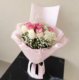 Pink hydrangeas and roses bouquet