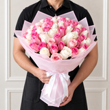 70 Pink and white Roses bouquet