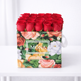 Red Roses in a Colorful Box