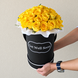 Black Round Box & Yellow Roses