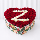 100 Red Roses in A Heart Shaped Colorful Box with letter