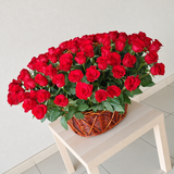100 Red Roses In a big basket