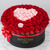 100 Red and Pink Roses - Large Round Box