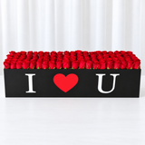 100 Red Roses in A long black box - I LOVE U