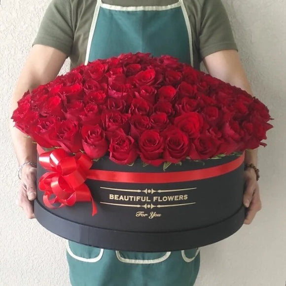 300 Red Roses in round box