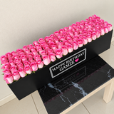 100 pink Roses in A long box - black