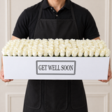 100 white Roses in A long white box - Get Well Soon