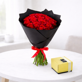 Red Roses Bouquet with Chocolate