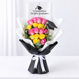 Graduation personalized pink and yellow roses Bouquet