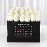 Deluxe Square Black box - white roses ( Calendar )