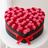100 Red & Pink Roses in a Heart-Shaped Box