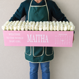 100 white Roses in A long box - Pink Box - Calendar