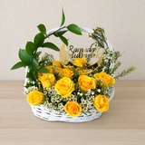 Yellow roses in a Basket