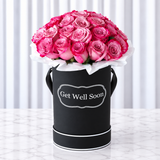 Black Round Box & purple Roses