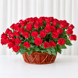 100 Red Roses In a big basket