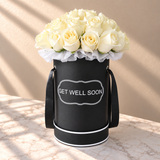 Black Round Box & White Roses