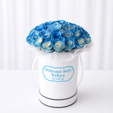 White Round Box & Blue Roses