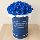 Blue Round Box & Blue Roses