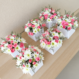 Mini flowers box - white and pink