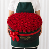 100 Red Roses - Large Round Box