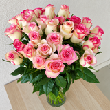pink roses in a vase