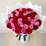 50 Red and Pink Roses Bouquet