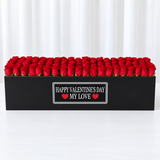 100 Red Roses in A long black box - Valentines Day